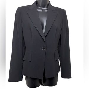 EMPORIO ARMANI BLACK WOOL CREPE JACKET beautiful back detail Size 10